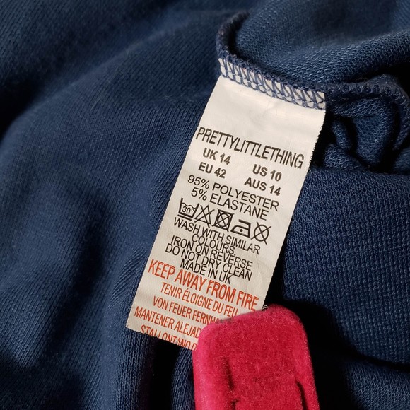 Pretty Little Thing Women's size 10 Blue Long Sleeve Off Shoulder Jumpsuit - Picture 8 of 9